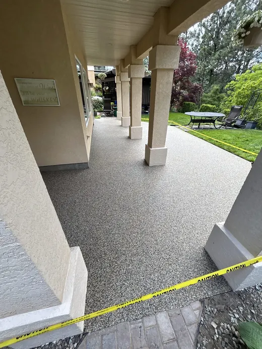 Light grey rubber covered patio floor